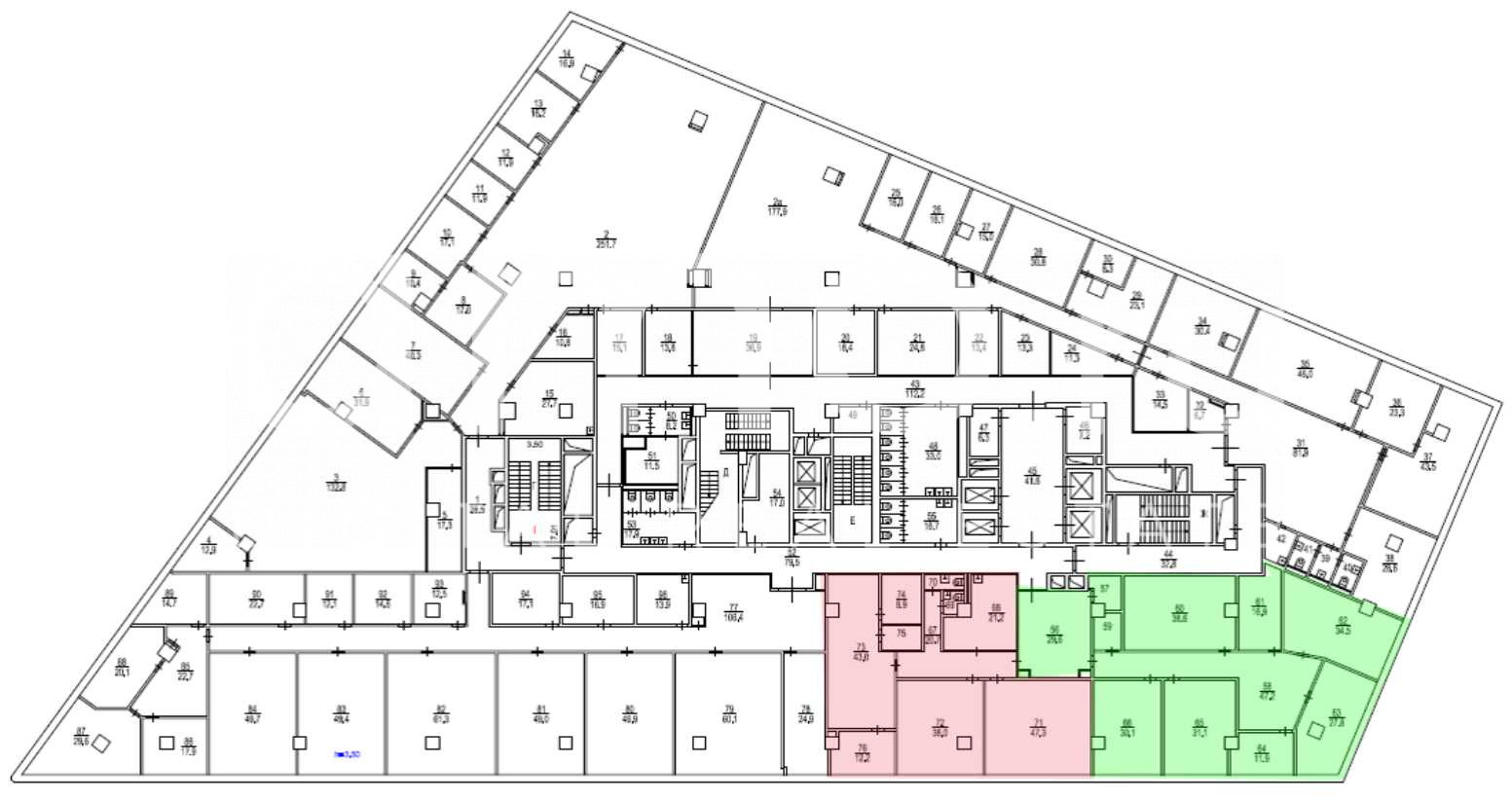 Планировка офиса 270-3456 м², 3 этаж, Бизнес-центр «Легенда»